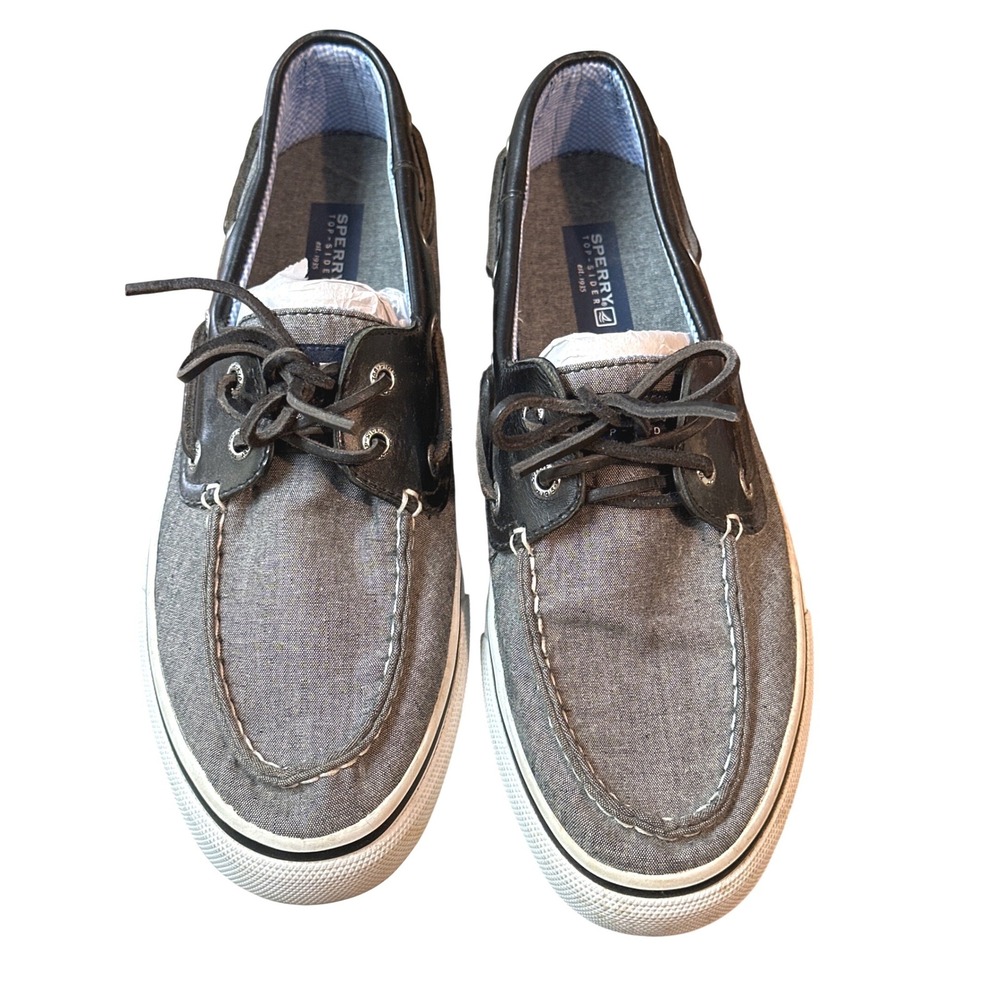 Sperry Top-Sider Men's 10M Gray Canvas Boat Shoes Lace Up Casual Deck Shoes
